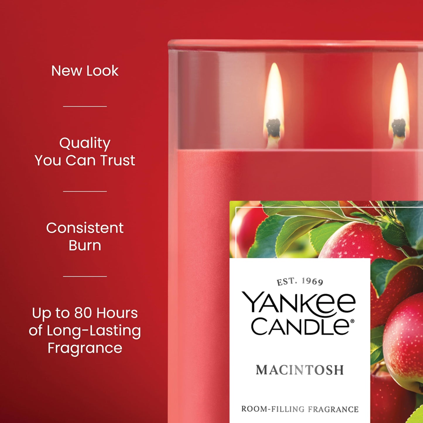 Yankee Candle, Macintosh Scented Candle, 20oz Classic 2-Wick Tumbler with up to 80 Hour Burn Time