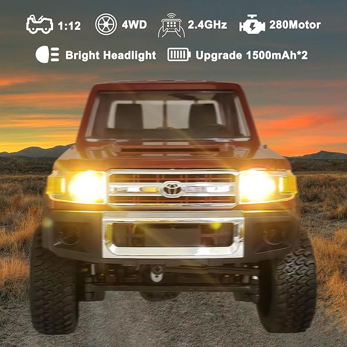 Skymaker MN82 1/12 RC Crawler 4x4 Toyota LC79 2.4GHz Off Road Truck Metal Drive Shaft &amp Two 1500mAh Batteries RTR for Adult (Red)