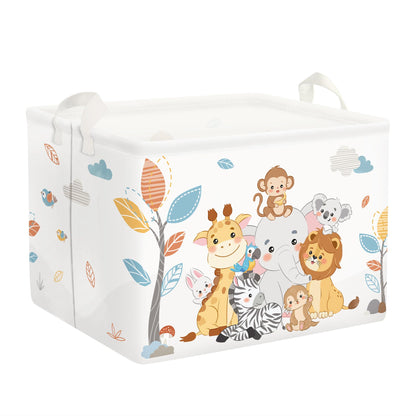 Clastyle Simple Animals Baby Laundry Hamper Kid Storage Basket Boys Girls Gift Toy Box Collapsible Clothes Organizer Nursery Bin for Bedroom,Elephant Giraffe,40 * 30 * 30 cm