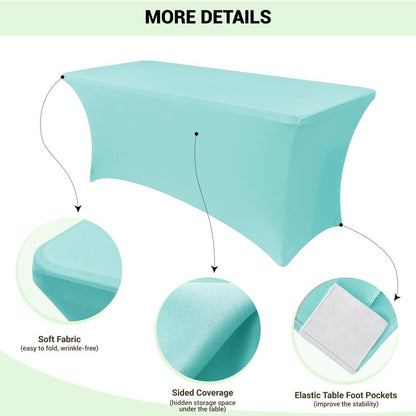 Obstal Spandex Table Cover 4ft Fitted Tablecloth Rectangular - Stretch Rectangle Folding Table Cloth for Birthday Party Wedding Banquet, Fresh Blue, 48L x 24W Inch