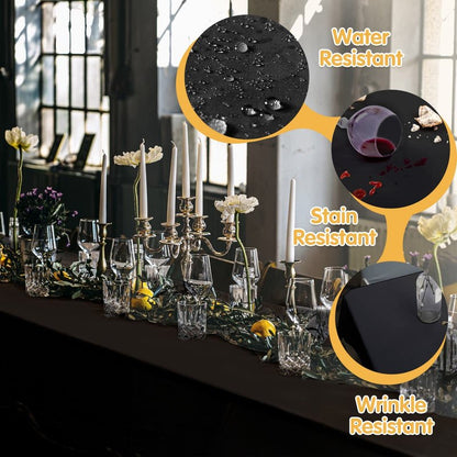 BRILLMAX 8 Pack Black Tablecloths 60 x 102 Inch for 6ft Rectangle Tables - 150 GSM Polyester Fabric, 15" Standard Drop, Water, Stain & Wrinkle Resistant Cloth Cover for Wedding Banquet Dining Buffet