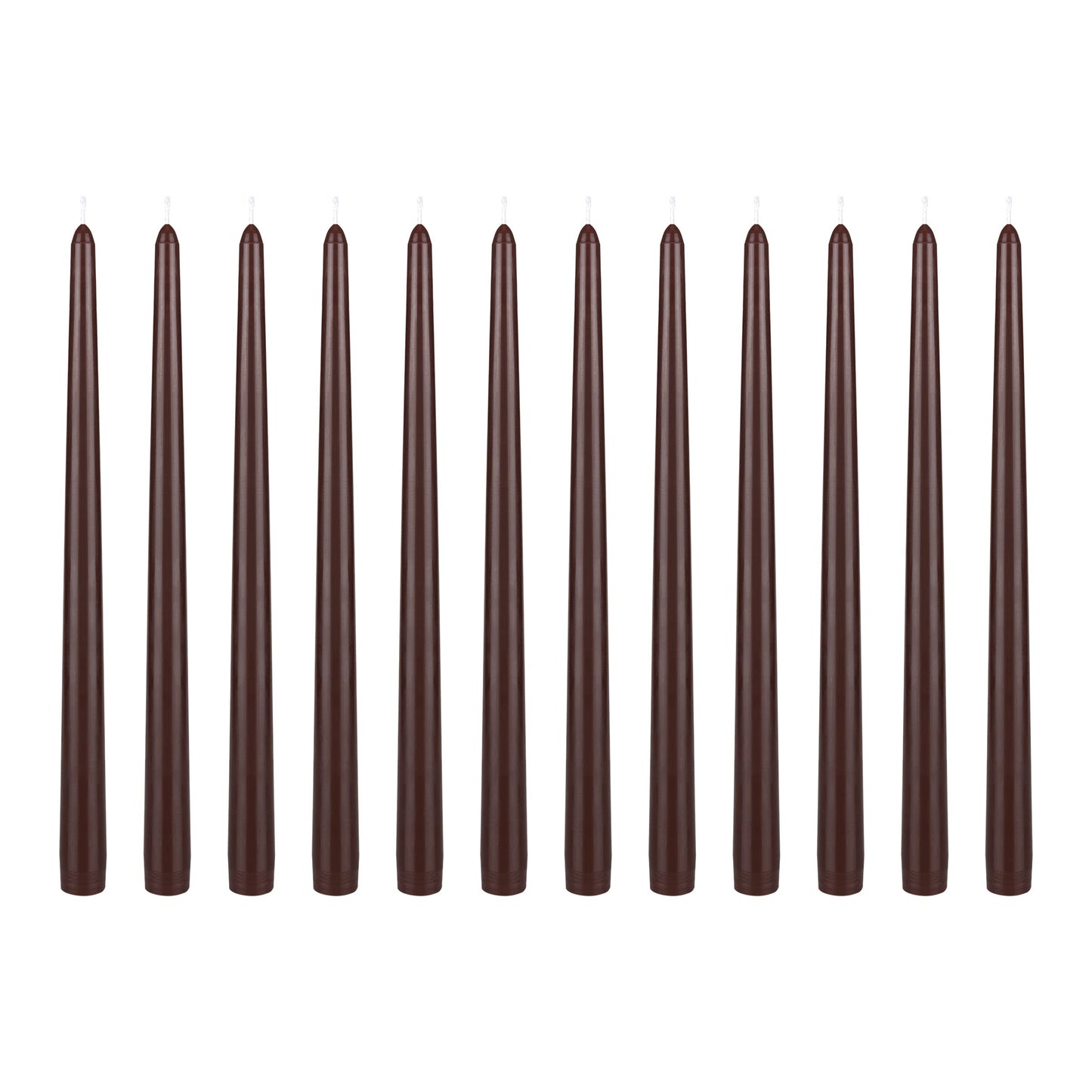 Mega Candles 12 pcs Unscented Brown Taper Candles, Hand Poured Wax Candle 12 Inch x 7/8 Inch, Home Décor, Wedding Receptions, Centerpieces, Occasions, Events, Romantic Dinners, Prayer, Holders