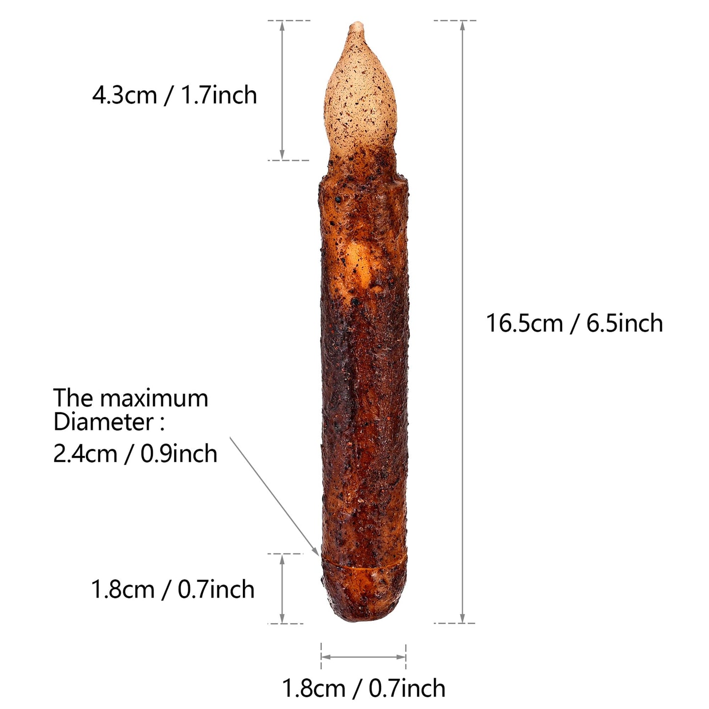 Lpraer 6Pack Real Wax Pillar Taper Candle Primitive Drip Candles Flameless Flickering LED Lights Dipped Battery Operated Halloween Decoration Set Party Festival Church Decor,Brown