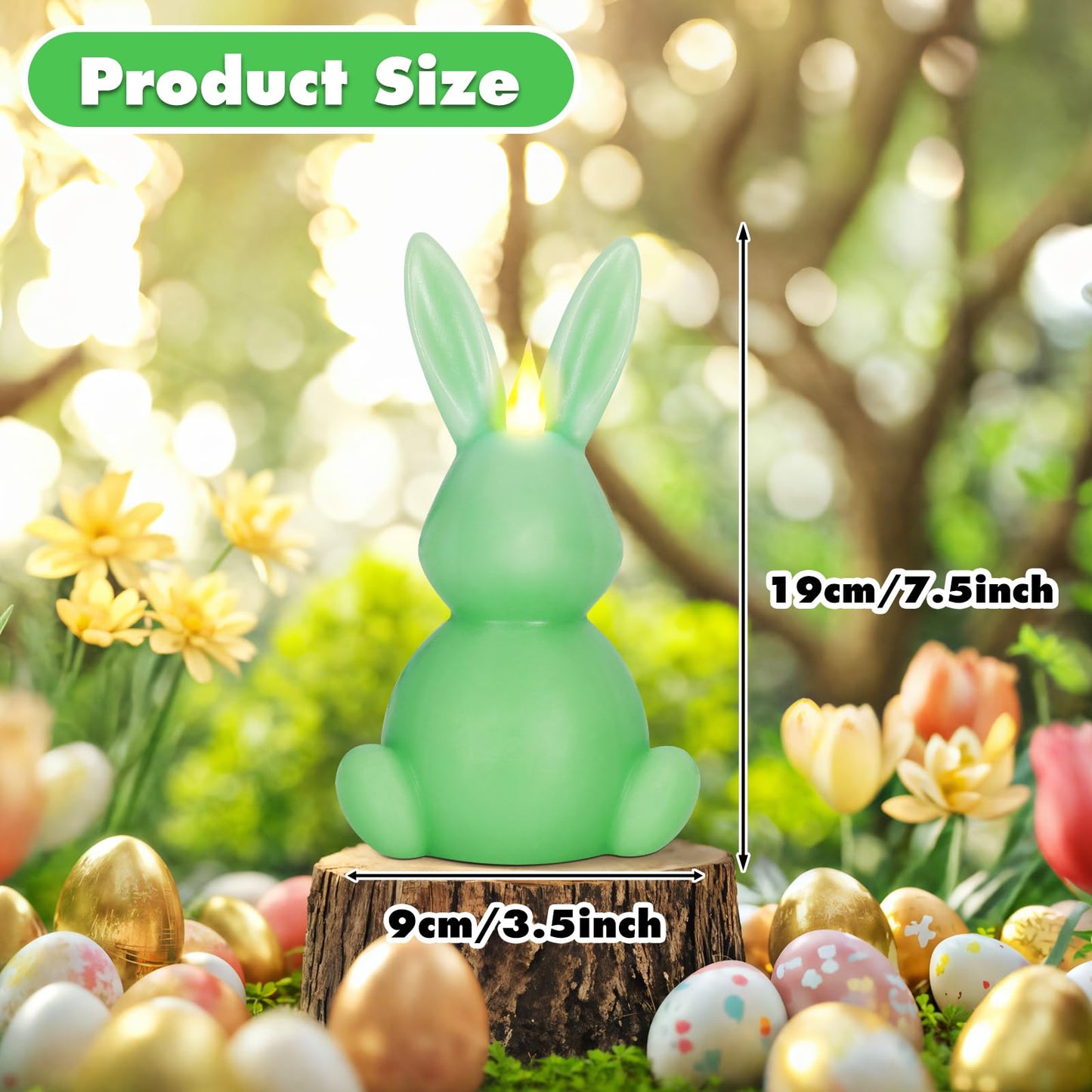 Leorate Green Easter Bunny Flameless Candle,Real Wax Carved LED Candle,Scented Bunny Shape Flame Candle Set for Home Living Room Bedroom Party Decoration Centerpiece Table Home Decor