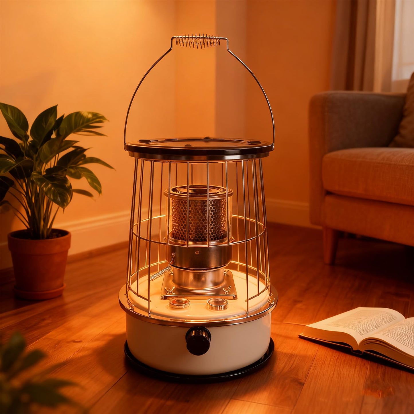 Portable 10000BTU Kerosene Heater with Anti-Tip Safety, 6L Tank 30H Burn Time for Indoor Outdoor Heating Cooking, 2600W Power