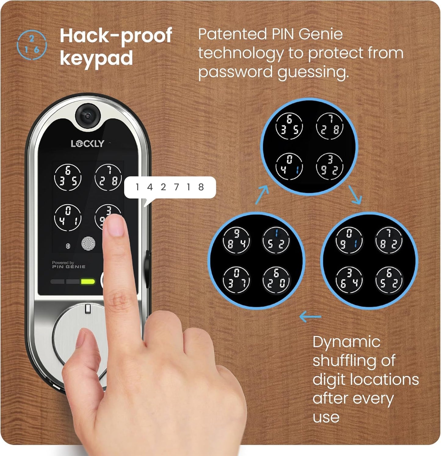 Lockly Vision Smart Lock, HD Video Doorbell Smart Locks for Front Door, Fingerprint Door Lock, Touchscreen Keypad, App Control, No Monthly Fee, Auto Lock