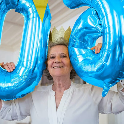 40 Inch Number 30 Foil Balloons, Large Blue 30th Birthday Digital Balloons with Blue Confetti Helium Balloons, Number 0 and 3 Helium Balloons Self Inflating for Men Women Anniversary Party Decorations