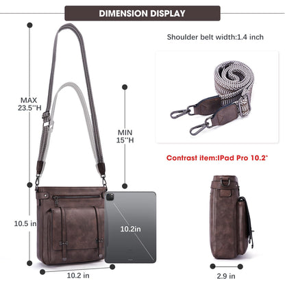 Roulens Crossbody Bags for Women,Multi Pocket Crossbody Purses Vegan Leather Shoulder Handbags Travel Purse Adjustable Strap