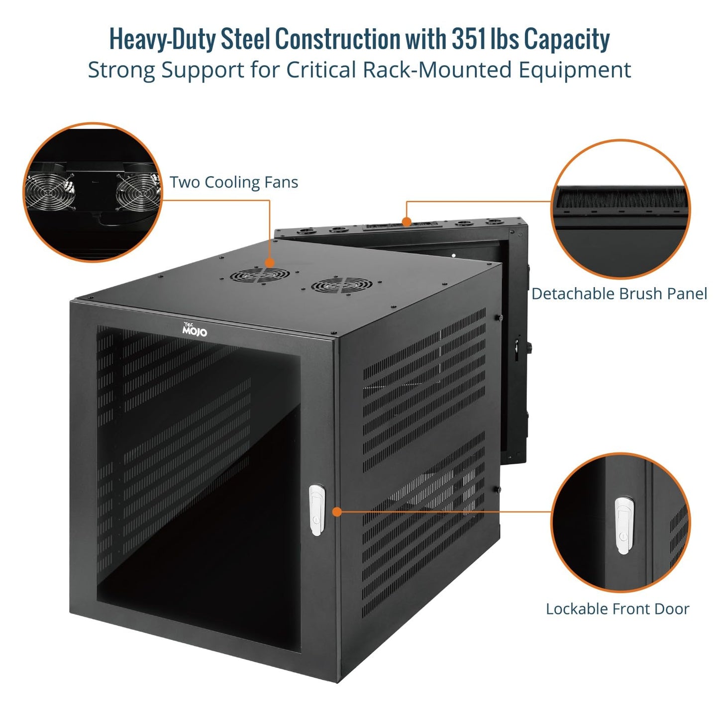 Tecmojo Enterprise-Grade 12U Swing-Out Wall Mount Network Cabinet,27.6inch Depth Server Cabinet, Load Bearing 331lbs (150 kg), Glass Door, 12U Rack for 19in Computer/AV/Data/IT Equipment
