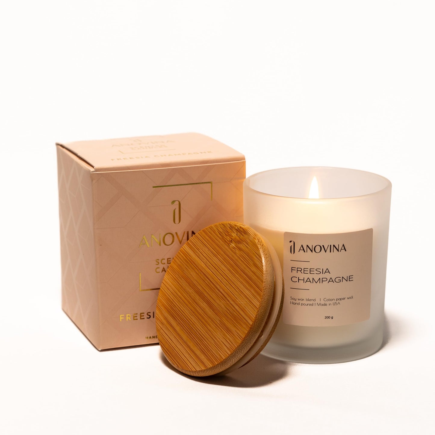 Champagne Toast Candle Gift – Luxury Freesia & Champagne Scent – Scented Candles for Women – Aromatherapy Candle Gift Box – Made in USA – Brown Glass Jar