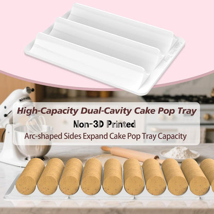 Cake Pop Cutter and Pusher with Tray - Circle Cake Pop Mold Set | Non-3D Printed | 1.75" Size | High-Capacity Dual-Cavity Cake Pop Tray | Smooth & Easy-Clean Surface (Cutter & Tray Set)