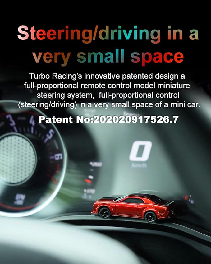 Turbo Racing 1:76 Scale RC Sport Car Table Racing 2.4GHZ Remote Control Mini Model Car with Full Proportional RTR for Adults Toys (C75-Red)