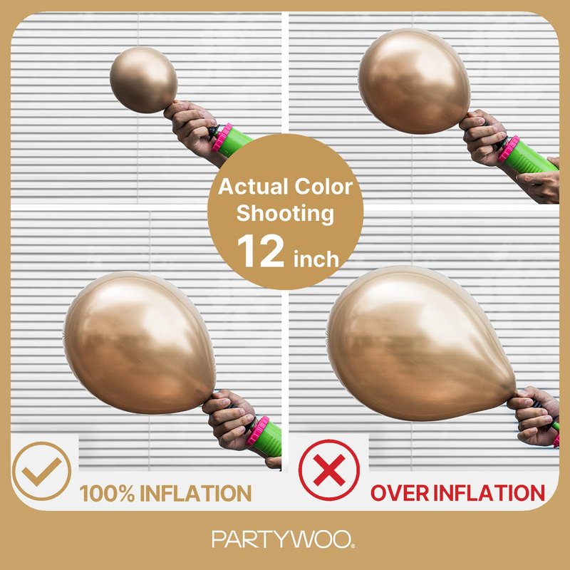 PartyWoo Metallic Gold Balloons 101pcs 12 Inch Chrome Gold Latex Helium Balloons for Wedding Christmas Birthday Graduation Baby Shower Retirement Bachelorette Tea Party Decorations Gold-G127