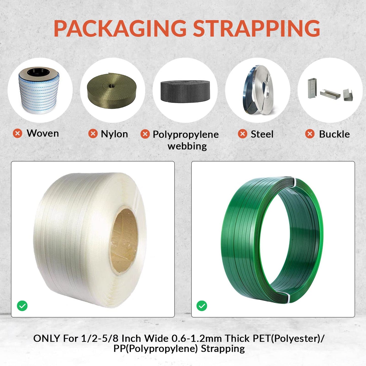BAOSHISHAN Electric Strapping Tool for 1/2 in-5/8 in PP PET Straps Automatic Strapping Machine 3000mha Battery Powered for Packaging Strapping Box Pallet Portable Baler (Orange)