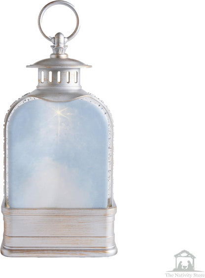 Love's Pure Light by Kate Lee - 10” Light-Up Nativity Lantern with Music | Glitter Snowglobe Manger Scene