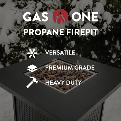GasOne Propane Fire Pit – 28-inch Large Tabletop Fire Pit for Outdoor Use – 52,500 BTU Gas Fire Pit with Lava Rocks and Fire Pit Cover Lid – Stainless Steel Burner Head for Warmth and Ambiance - Black