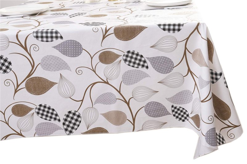 Walrus Heavy Duty Vinyl Tablecloth with Flannel Backing Waterproof Oil-Proof Plastic Table Cloth Stain-Resistant Wipeable Rectangle or Square Table Cover for Indoor and Outdoor (Leaves, 52X70 Inch)