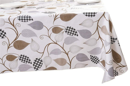 Walrus Heavy Duty Vinyl Tablecloth with Flannel Backing Waterproof Oil-Proof Plastic Table Cloth Stain-Resistant Wipeable Rectangle or Square Table Cover for Indoor and Outdoor (Leaves, 52X70 Inch)
