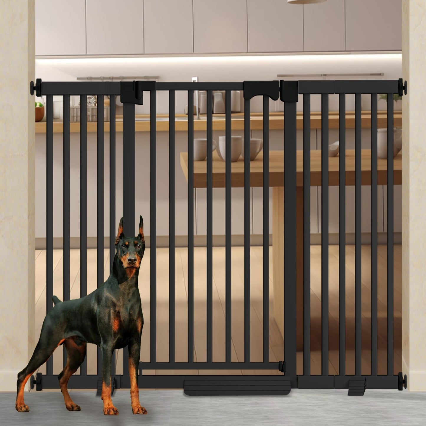 Amibud 41" Extra Tall Baby Gate for Big Dog No Jumping Over,54.7-63.0" Wide Pet Safety Gate Indoor for Doorways No Drilling,Auto Close Child Puppy Gates for Stairways Pressure Mounted (Black)