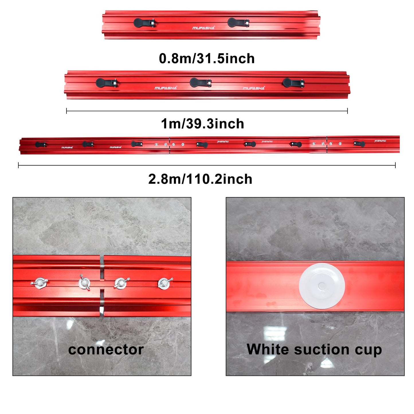 MUFASHA 110 Inch Manual Tile Cutter, Professional Porcelain Slab Cutting Machine for Large format Ceramic Porcelain Tiles, Dual-Rails, Pliers, Locators, Rail Retainers, Tile Cutter Hand Tools, ML2800
