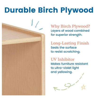 ECR4Kids 5-Compartment Mobile Storage Cabinet, Preschool, Classroom Furniture, Natural