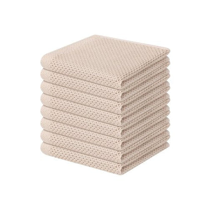 Homaxy 100% Cotton Waffle Weave Kitchen Dish Cloths, Ultra Soft Absorbent Quick Drying Dish Towels, 12 x 12 Inches, 8-Pack, Beige