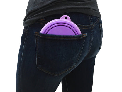 Sale Collapsible Silicone Water Travel Bowl with Clip for Dog and Cat, Portable and Durable Pop-up Feeder for Convenient On-The-go Feeding Size: Large (5 Cups) Grey