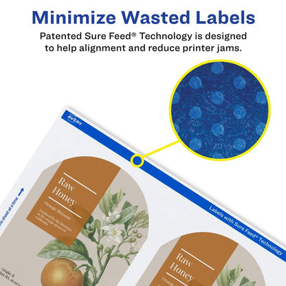 Avery Arched Wine Labels, Sure Feed Technology for Laser Printers, 4.75" x 3.5", 40 White Labels (22826)