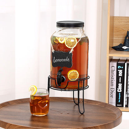 1.5 Gallon Glass Drink Dispensers for Parties, Ice Beverage Dispensers with Stand, Glass Water Dispenser with Spigot, Laundry Detergent Dispenser, Lemonade Dispenser