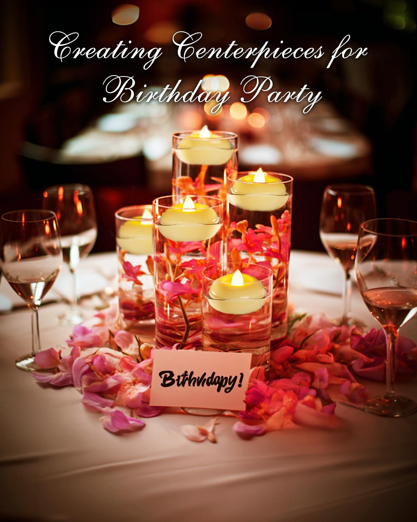 Homemory 6 Pack 2” Flameless Led Floating Candles, 200 Hour Battery Operated Flickering Waterproof Tealights for Cylinder Vases, Centerpieces at Wedding, Party, Pool, Holiday (Ivory Base)
