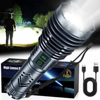 Rechargeable Flashlights High 5500.000Lumens,Super Bright LED Flashlight,Tactical Powerful Waterproof Handheld Flashlights with Zoomable 6Modes,USB Output&24H Long Life Battery for Emergency Camping