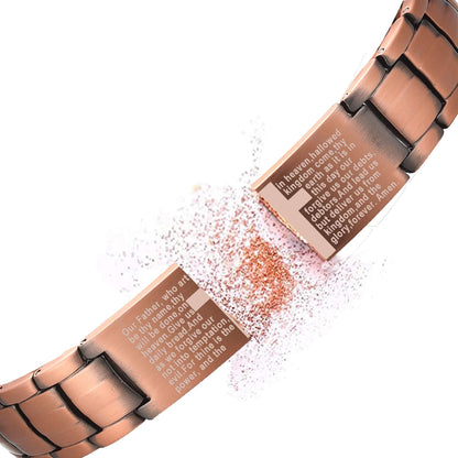 MagEnergy Copper Bracelet for Men, Cross Copper Magnetic Bracelet with Ultra Strength Magnets, Adjustable Link Jewelry Box Gift (Sizing Tool)