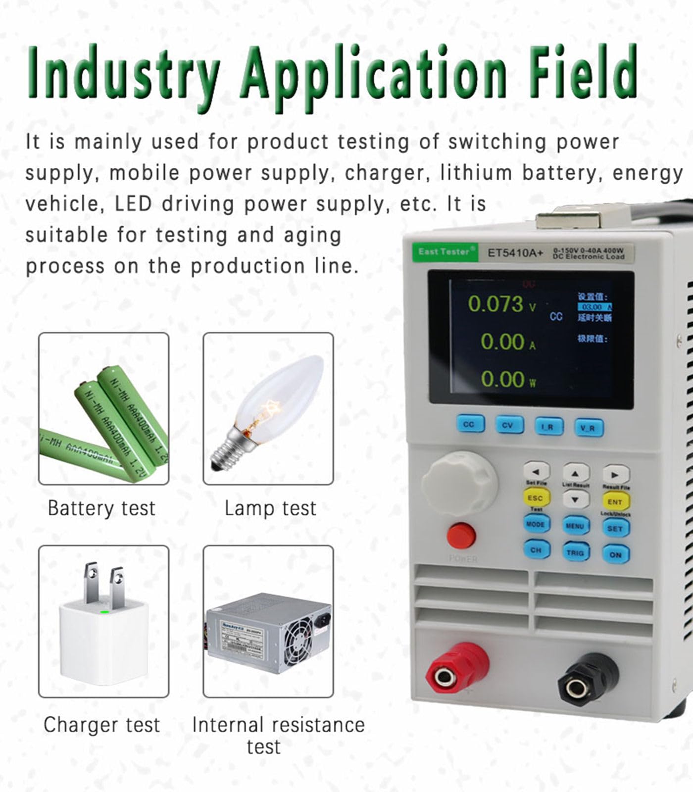 Programmable DC Electronic Load Tester Battery Capacity Tester ET5410A+ 400W Electronic Load 150V 40A Voltage Tester USB Tester