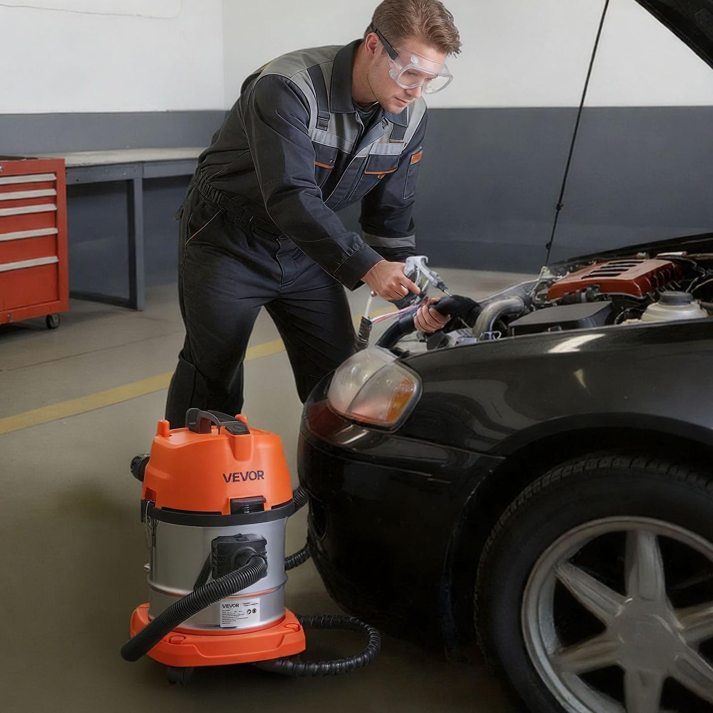 VEVOR Walnut Blaster Kit for Carbon Cleaning, 1200W Sand Blaster with Built-in Vacuum, Extension Nozzle Sandblaster Gun, and 5.5lbs Walnut Shell for Engine Intake Valve Cleaning - 13L