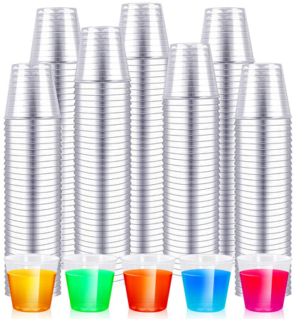 Enjamyo 500 Pack 1.5oz Plastic Shot Glasses,Mini Disposable Cups,Clear Plastic Shot Cups,Small Party Cups Tasting Cups for Whiskey,Wine Tasting,Food Samples Cups For Party and Gathering