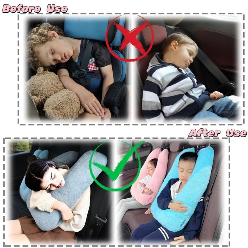 Sexysamba Travel Pillow with Sleep Mask Set Car Pillow Kids Travel Pillow for Sleeping U Shaped Car Seat Pillow Head Neck Body Support for Kids and Adults Road Trip Accessories,Purple