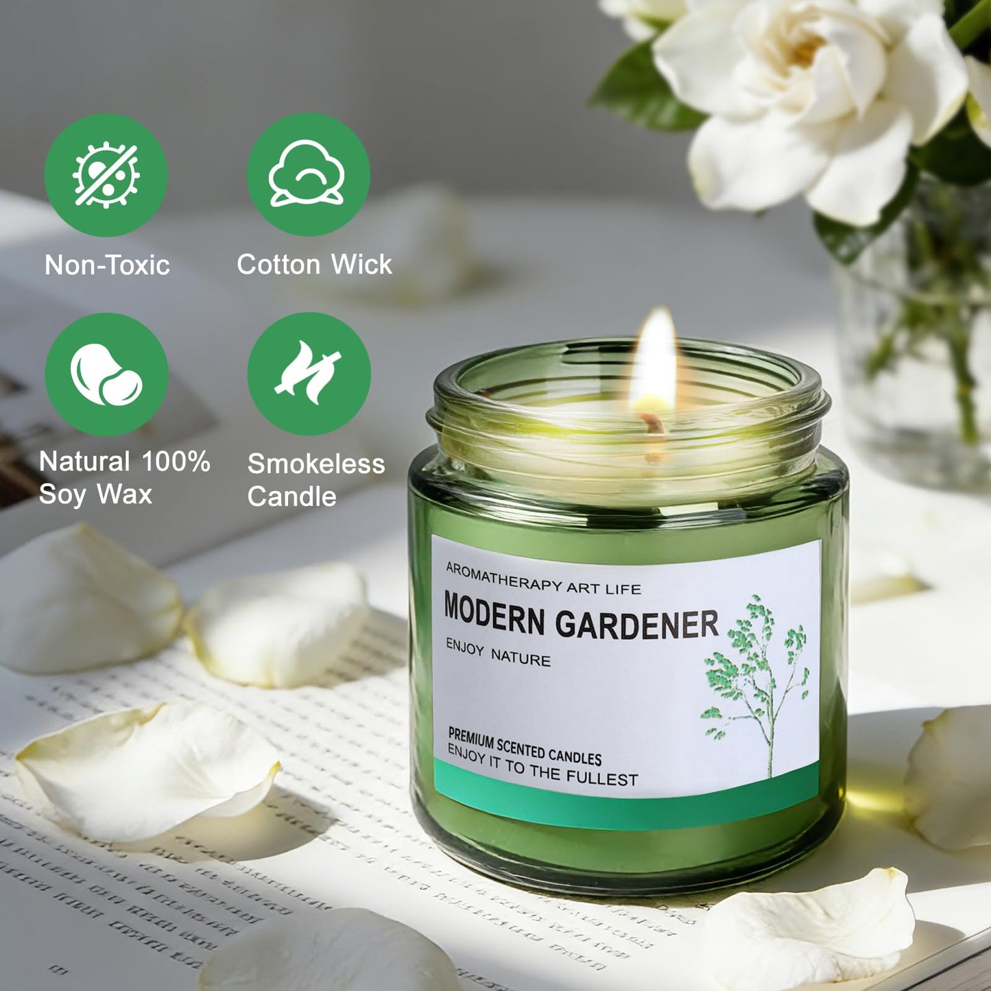 Lavender Candles, Scented Candles, Made of Natural Organic Soy Wax, in Glass Jars, can Burn for 160 Hours continuously, an Ideal Gift for Friends on Their Birthdays