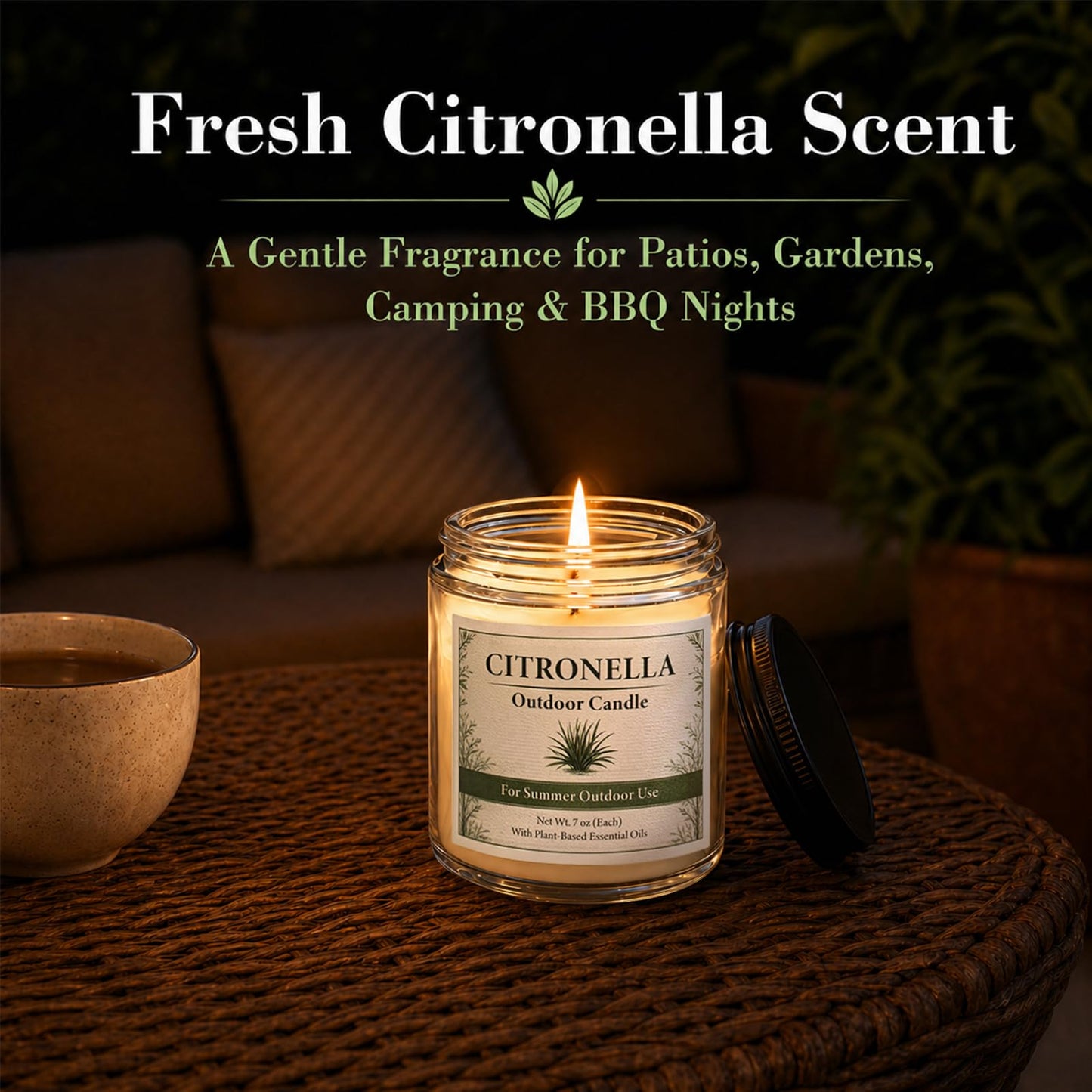 Citronella Candles Outdoor - 6 Pack Soy Wax Citronella Candles, 42 oz 300 Hours Total Outdoor Candle Set for Patio Backyard, Garden, Balcony, Deck, Porch, BBQ, Camping & Summer Parties