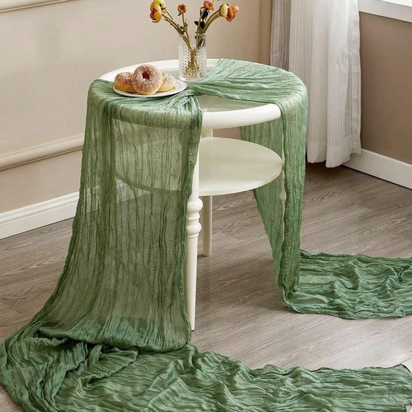 12Pack Sage Green Cheese Cloth Table Runner 10Ft Cheesecloth Table Runner Boho Gauze Table Runners Sage Green Wedding Decor for Party Bridal Shower Thanksgiving Christmas