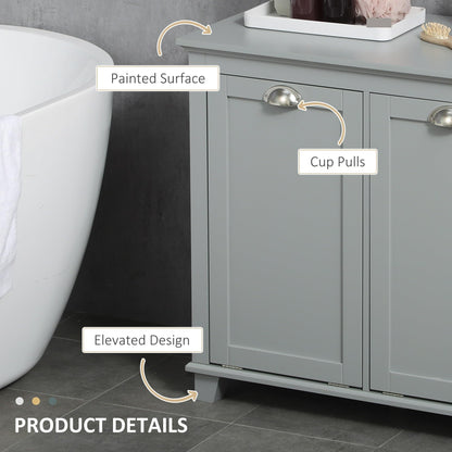 Modern Tilt-Out Laundry Sorter Cabinet, Bathroom Storage Organizer with Two-Compartment Tilt-Out Hamper,Used in Restaurants