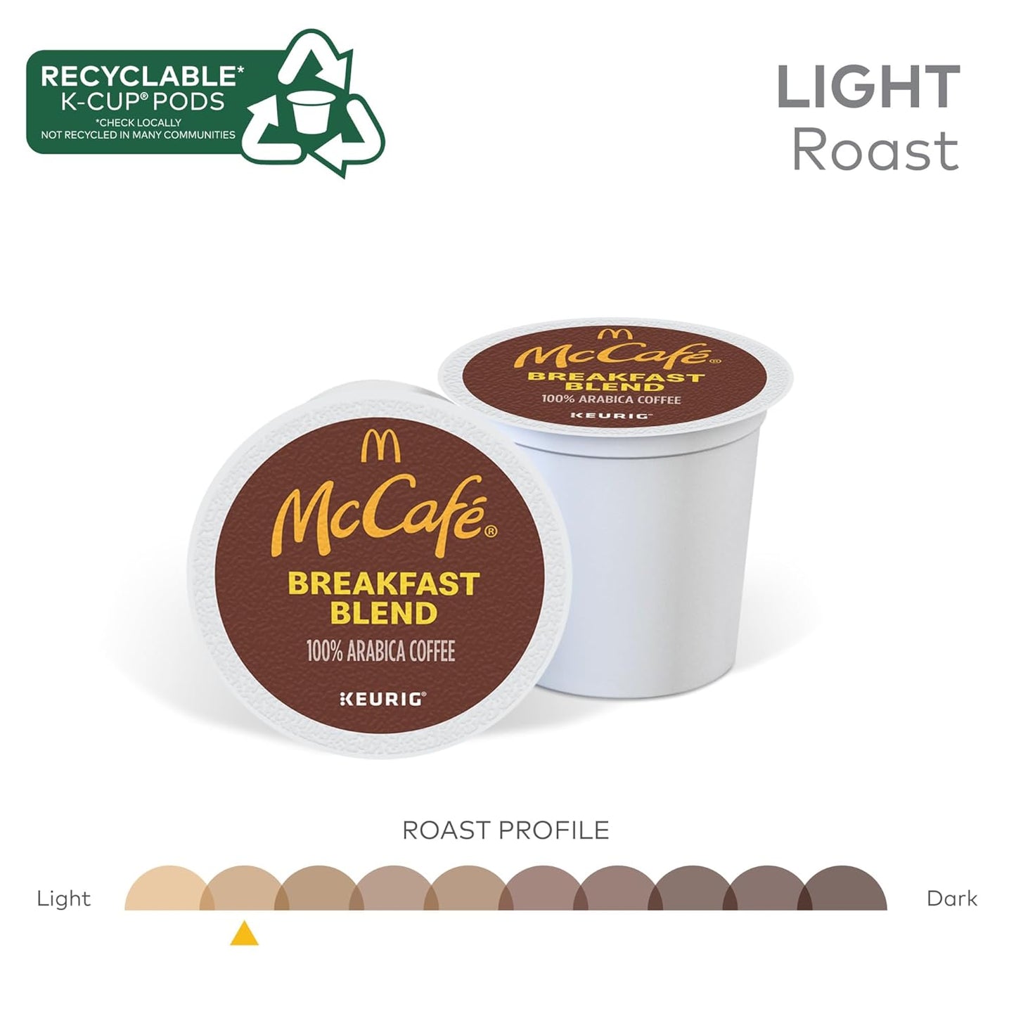 McCafe Breakfast Blend Coffee - Light Roast Keurig K-Cup Pods | 96 Count (4 Packs of 24)