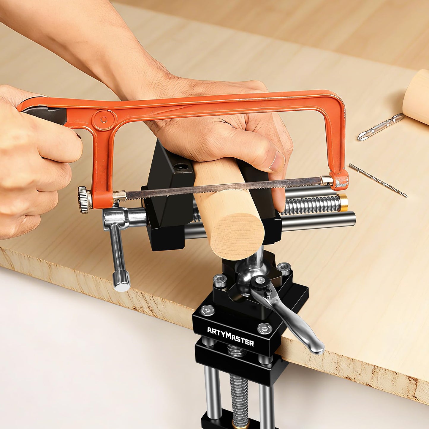 ArtyMaster 360° Rotating Bench Vise with Quick-Release Ratchet Wrench - Versatile Woodworking & Pipe Vise for Home Improvement - 4 Inch Workbench Vise for Carving, Repair & DIY Projects (WT117A)