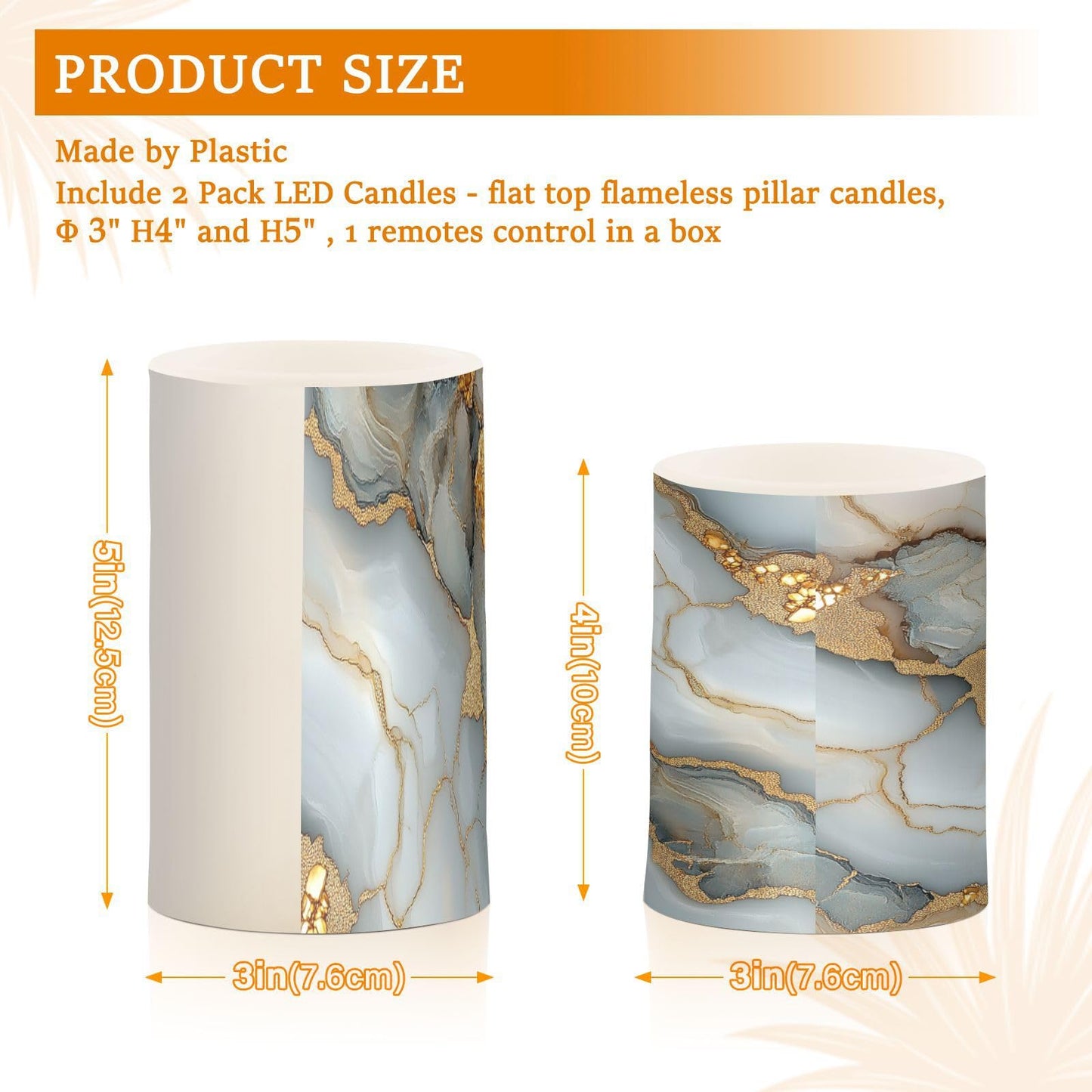 Zathe Flameless Candles Color Changing Flameless Candle Lantern for Outdoor Marble White White