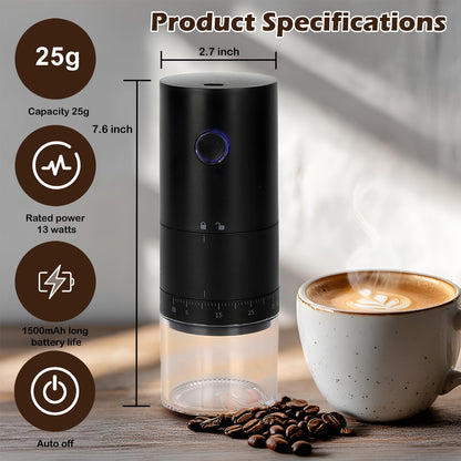 ShunChengFa Portable Electric Coffee Grinder with 38 Adjustable Grind Settings, 1500mAh Rechargeable Battery, Portable Coffee Grinder,For Home, Office & Travel Use etc