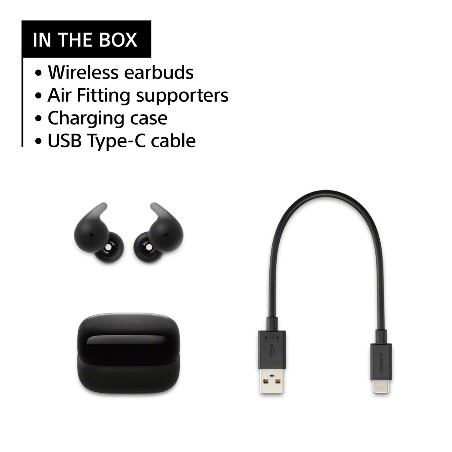 Sony LinkBuds Open Truly Wireless Earbud Headphones with an Open-Ring Design for Ambient Sounds and Newly Developed Air Fitting Supporters, Black