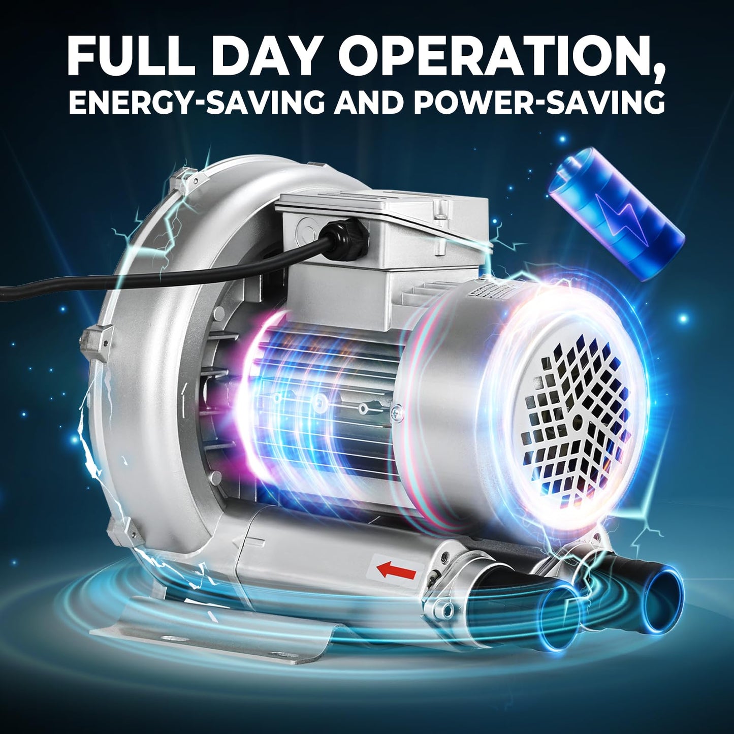 Byjoph Regenerative Blower High-Pressure Vortex Ring Blower 110V 60Hz Single Phase 0.4HP 33CFM for Sewage Aeration Aquarium Fish Pond