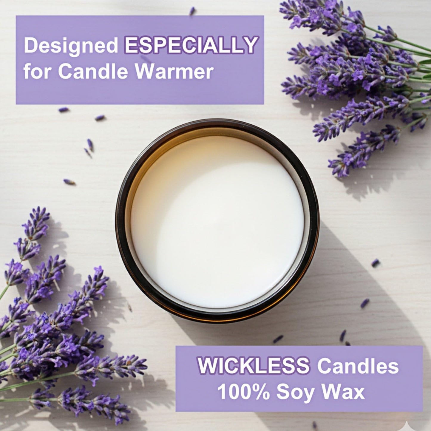 VOHO Lavender Wickless Candles for Candle Warmer Lamp, 9oz Soy Candle with Stirring Spoon & Lid, Wickless Lavender Aroma Ideal for Candle Lamp, Candles Gifts for Women Birthday Christmas Home Aroma