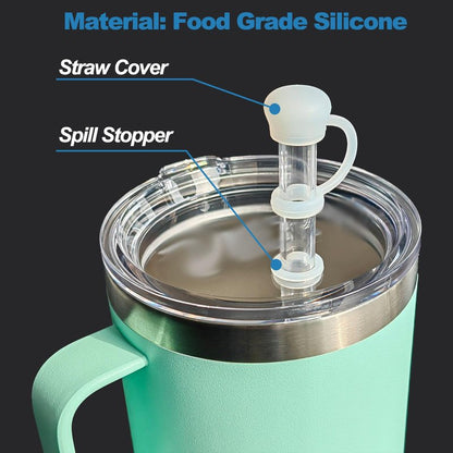 LUOLAO Silicone Spill Stopper Compatible with YETI Straw Cup, Mug Tumbler Accessories Including 2 Straw Cover Topper Cap, 2 Leak Proof Stopper