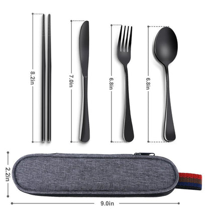 Reusable Travel Utensils Set with Case, Premium Stainless Steel Flatware, Portable Silverware for Lunch, Camping, Picnic, Travel Fork and Spoon Set, To Go Utensils, Dishwasher Safe