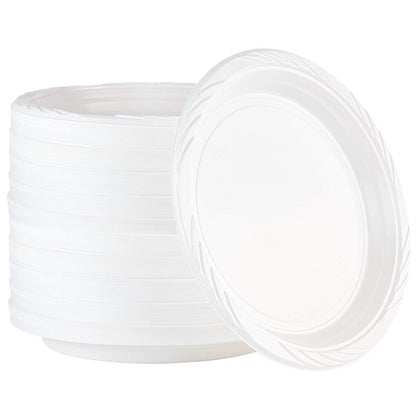 200 Count Disposable 10 Inch White Plastic Dinner Plates Extra Large